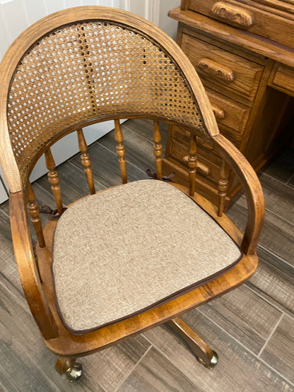 Solid Oak Vintage Roll Top Desk and Chair