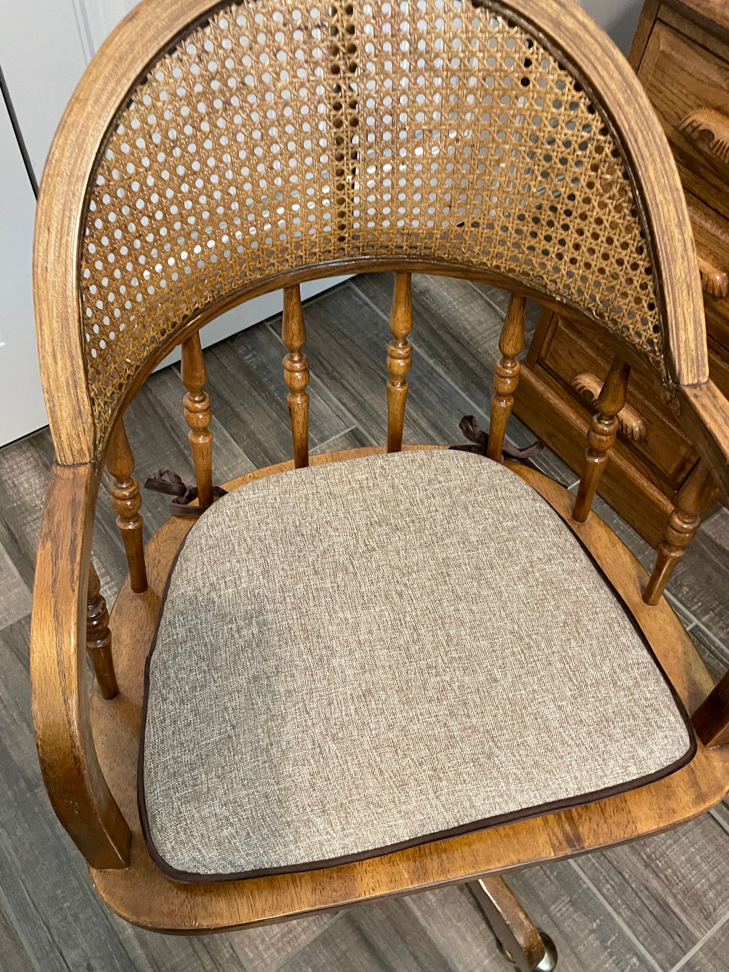 Solid Oak Vintage Roll Top Desk and Chair