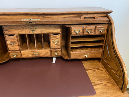 Solid Oak Vintage Roll Top Desk and Chair