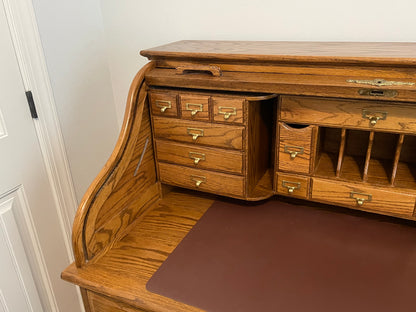 Solid Oak Vintage Roll Top Desk and Chair