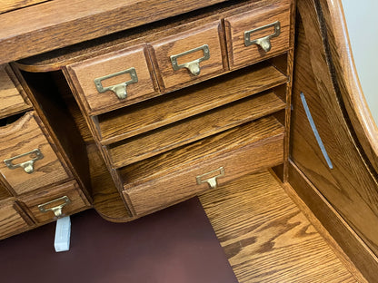 Solid Oak Vintage Roll Top Desk and Chair