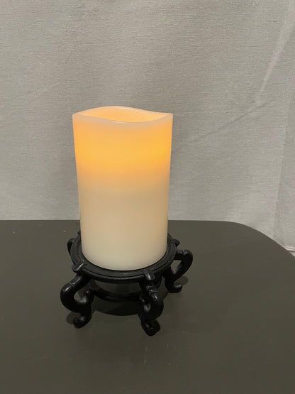 Battery Operated Candle with Oriental Wooden Base