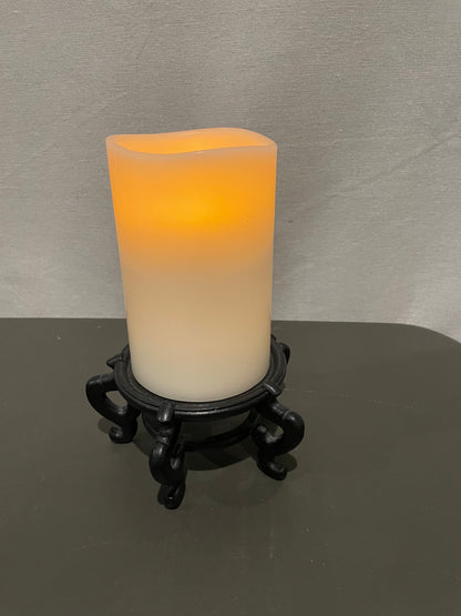 Battery Operated Candle with Oriental Wooden Base