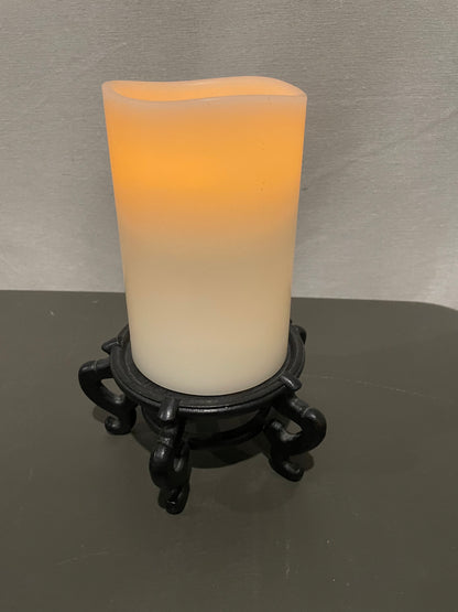 Battery Operated Candle with Oriental Wooden Base