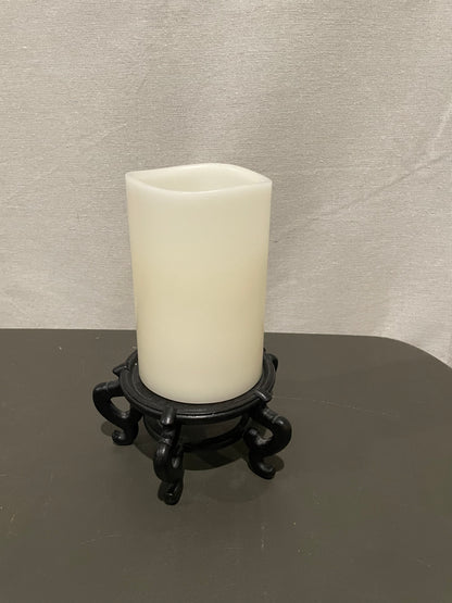 Battery Operated Candle with Oriental Wooden Base