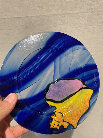 Jan Mitchell Signed Art Glass Sea Shell Plate