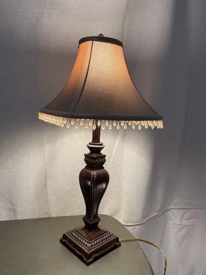 Vintage Berman Table Lamp with Stone Tasseled Shade