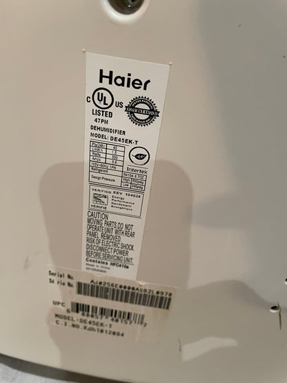 Haier Dehumidifier Model DE45EK-T