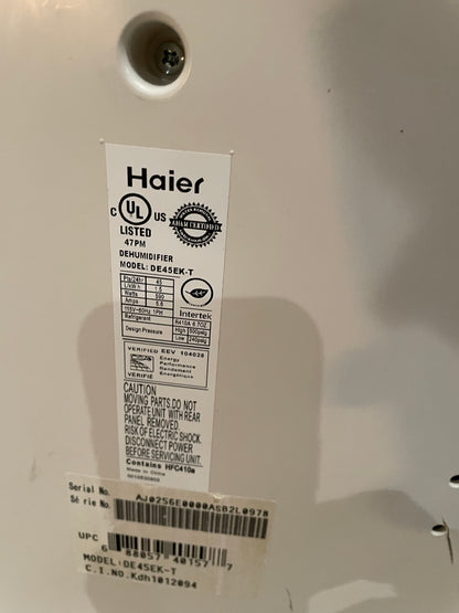 Haier Dehumidifier Model DE45EK-T