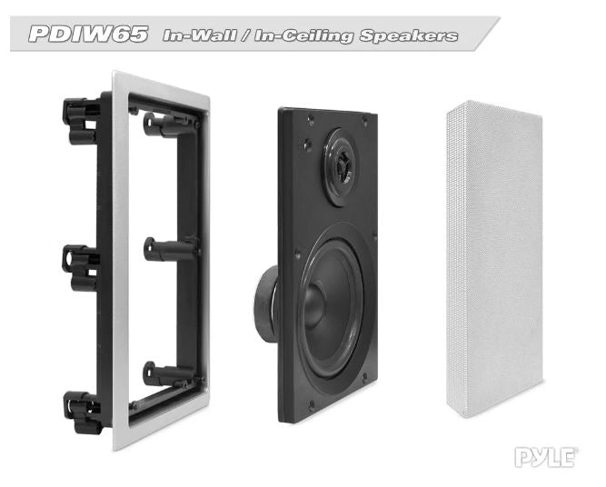 PYLE PDIW65 6.5" 2 Way In Wall/Ceiling Flush Mount Stereo Speaker (2 Speakers)