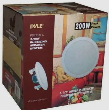 PYLE PDIC61RD 6.5'' 200W 2-Way Ceiling/Wall Speakers  White (2 Speakers)